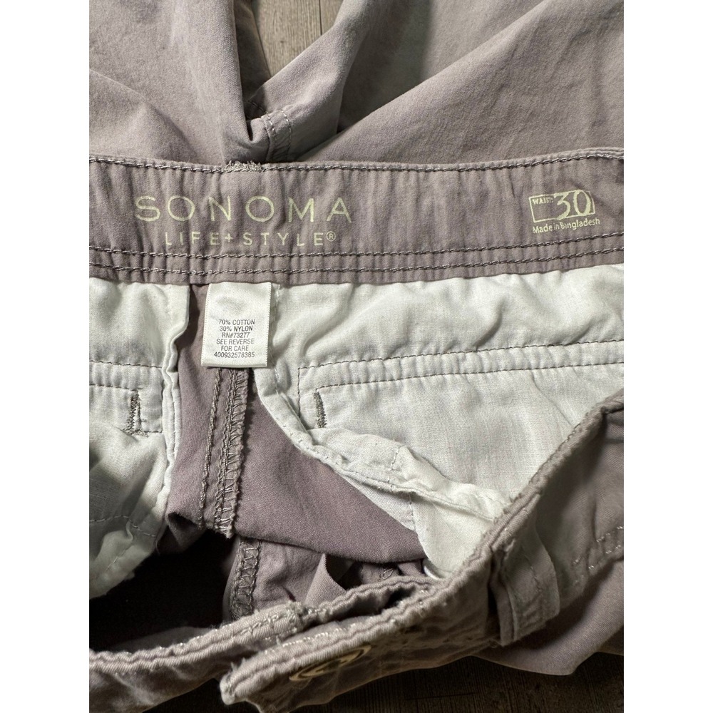 Sonoma Cargo Shorts Men 30 Gray Cotton Blnd Multi Pocket Hiking Outdoor Gorpcore - Picture 6 of 6